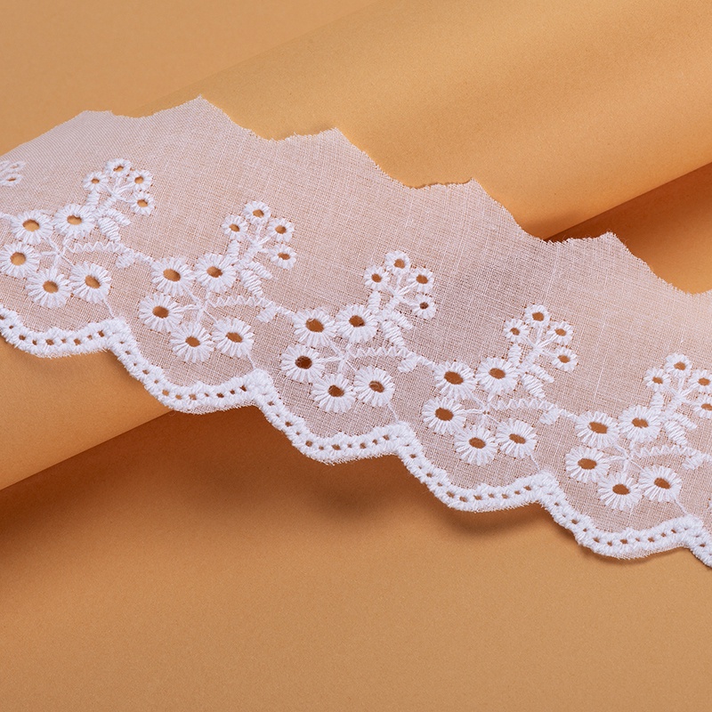 Bordado Inglês Branco 100% Algodão BA-009 - Larg. 5cm x 1mt em Oferta na Shopee