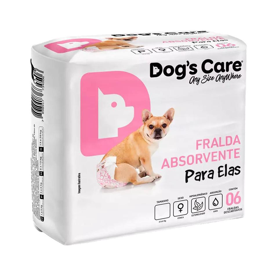 Fralda Descartável Higiênica P/cães Fêmea Dogs Care 06 Un M