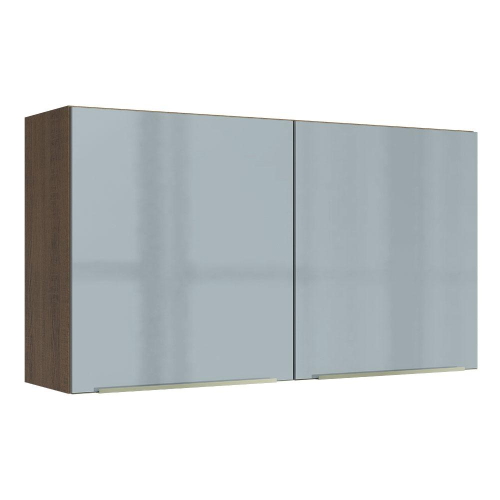 Armário Aéreo Madesa Lux 120 cm 2 Portas - Rustic/Cinza