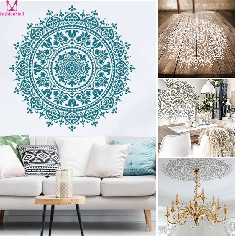 Mandala Auxiliar Pintura Modelo Grande Estêncil Reutilizável Para Parede De Piso Acessório De Stencil De