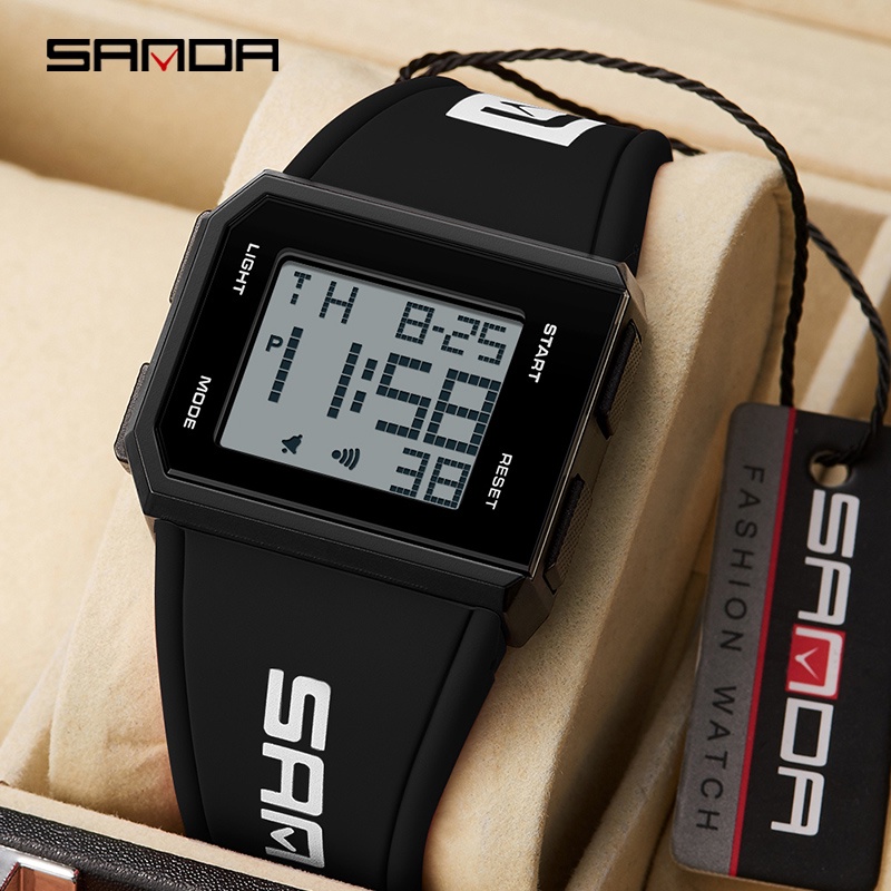 Relógio Masculino SANDA Multifuncional Esportivo À Prova D'água Com Quartzo Luminoso Para Natação LCD SD9003-4