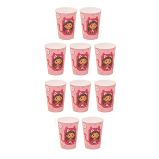 Kit 10 Copos Casa Mágica Gabby 320 ml Plasútil Páscoa