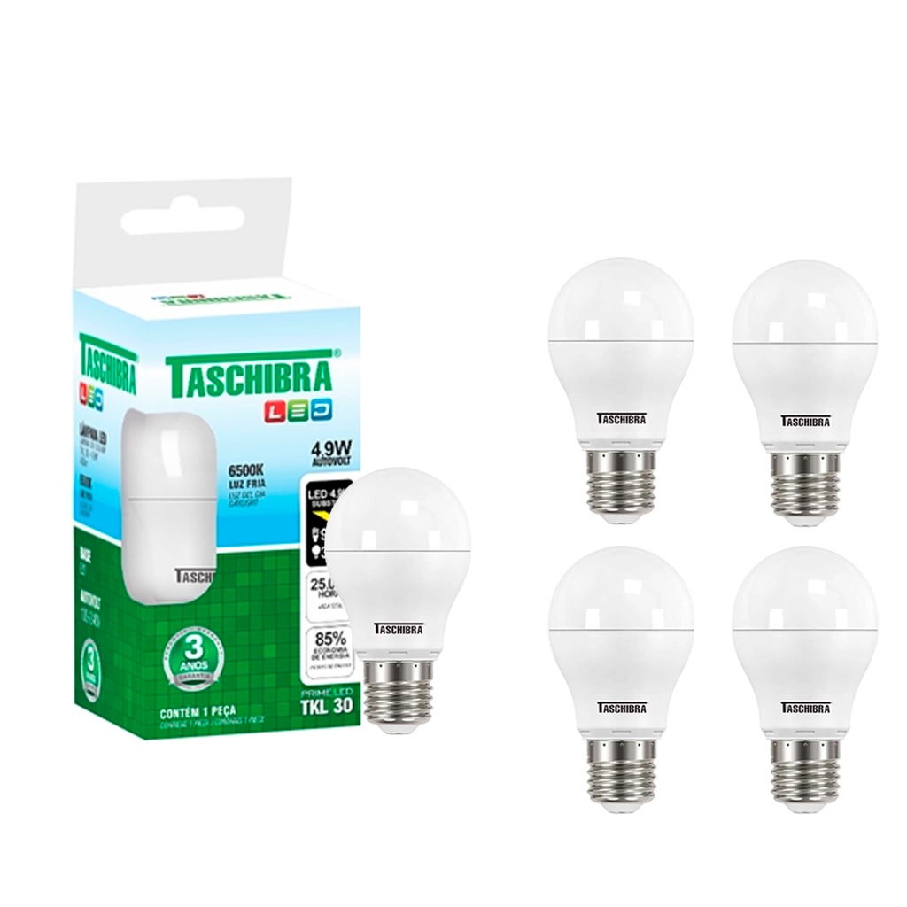Kit 5 Lâmpadas LED TKL 30 4,9W 6500K Taschibra