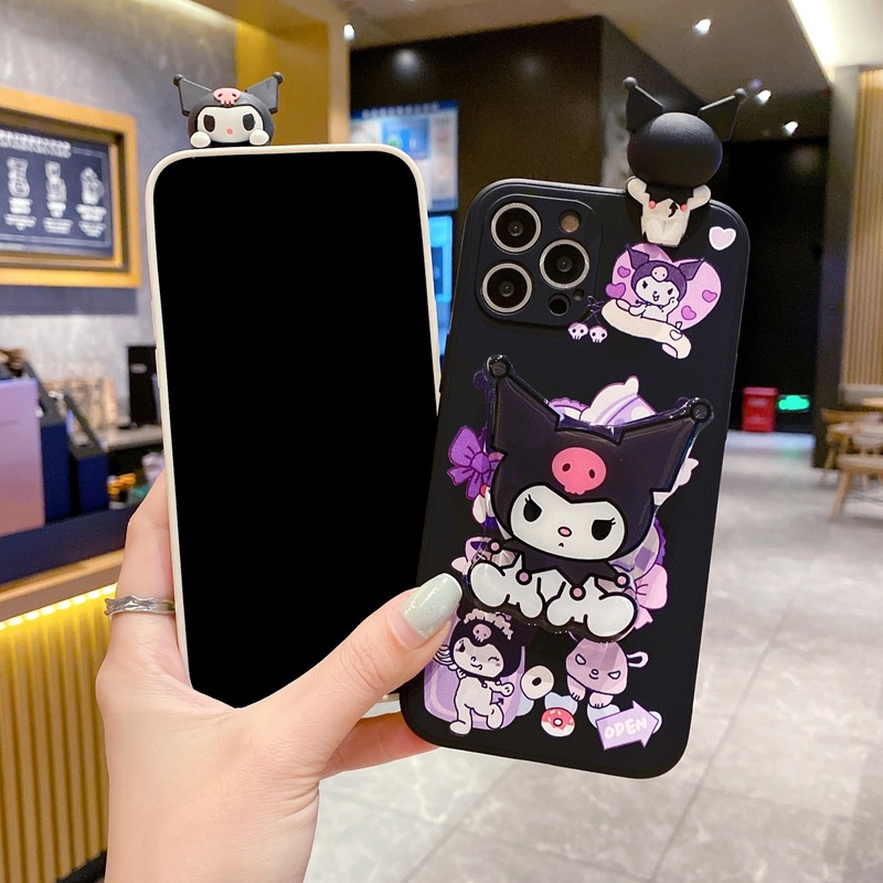 Sanrio Kuromi Luxuoso Smartphone Cafor Samsung Galaxy A05s A25 A14 M23 M33 M53 M52 M11 M12 M02 A12 S23 S22 S21 S20 FE S8 S9 S10 Plus Note 20 10 9 8 Capa Com Suporte