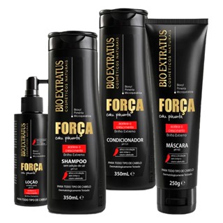 Kit Bio Extratus Força com Pimenta Shampoo Condicionador 350ml Máscara Loção