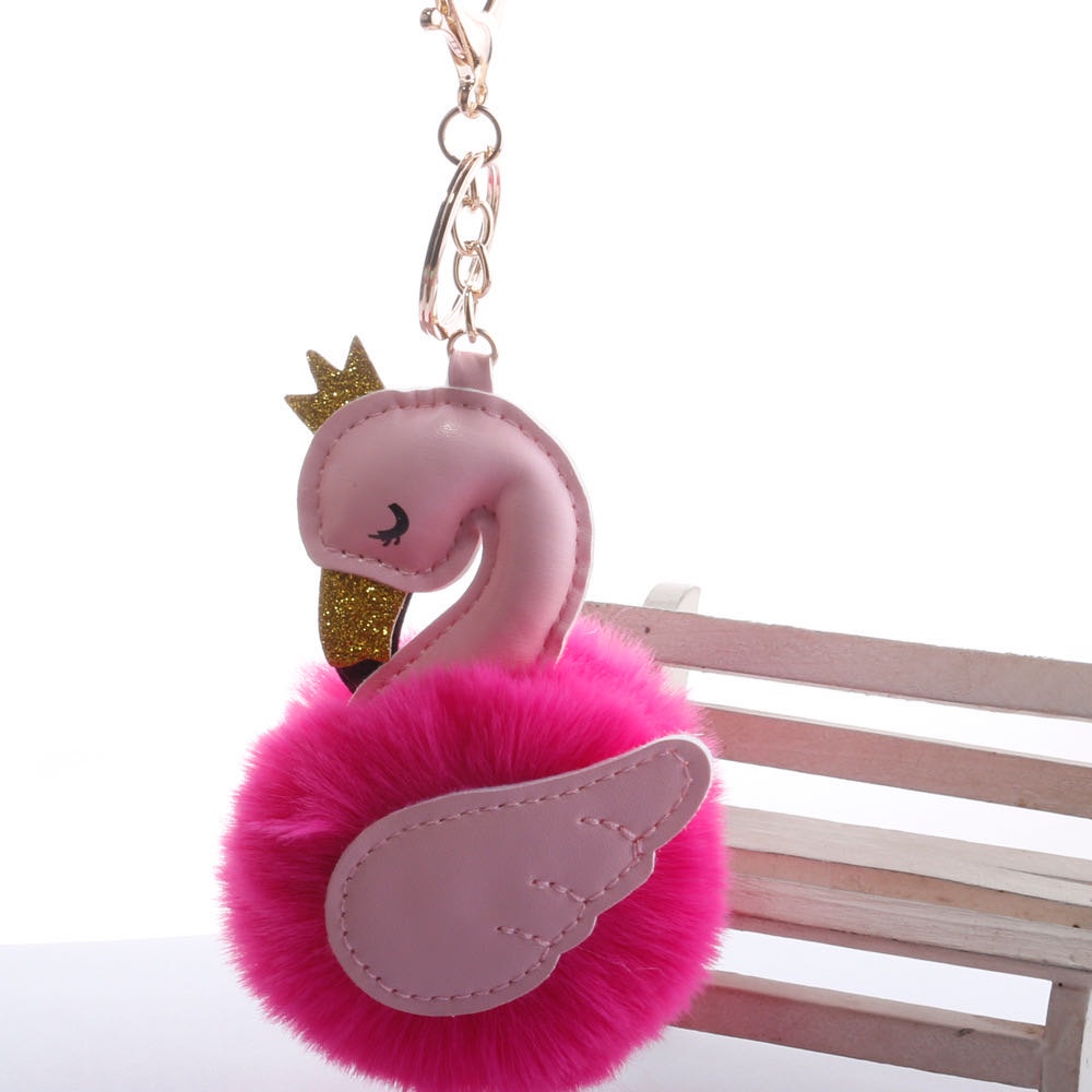 Chaveiro POMPOM Cisne Coroa Fofinho Decoração/Pingente