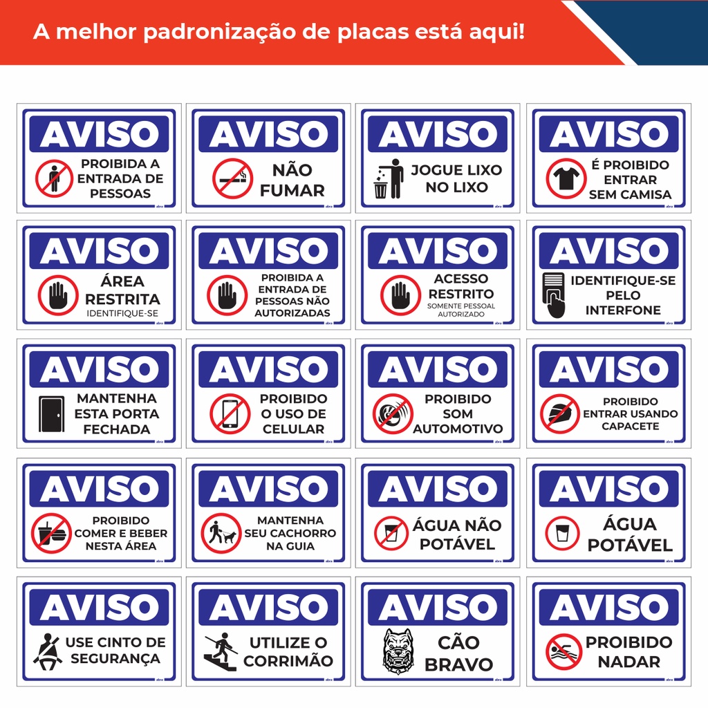 Placa De Sinalização Pvc 30x20 Cm Diversas Opções
