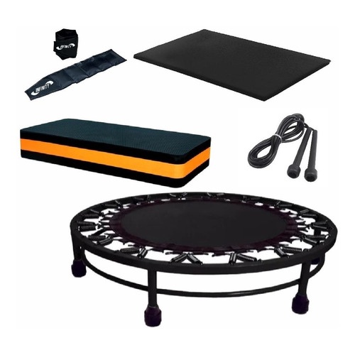 Kit Aeróbico Mini Jump + colchonete + Corda + Caneleira 2kg + Step