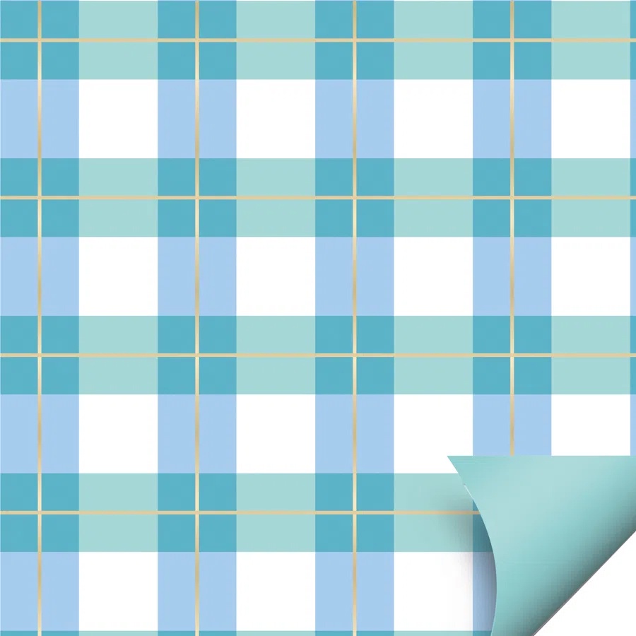 Folha para Ovos de Páscoa - Double Face Quadriculado Azul 69 x 89 cm - 5 unidades - Cromus Páscoa - Rizzo Distribuidora