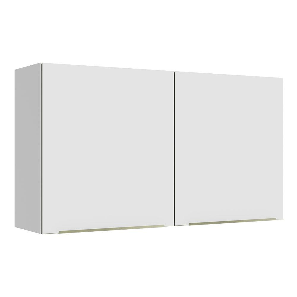 Armário Aéreo Madesa Lux 120 cm 2 Portas - Branco/Branco Veludo