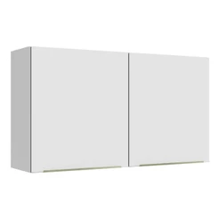 Armário Aéreo Madesa Lux 120 cm 2 Portas - Branco/Branco Veludo