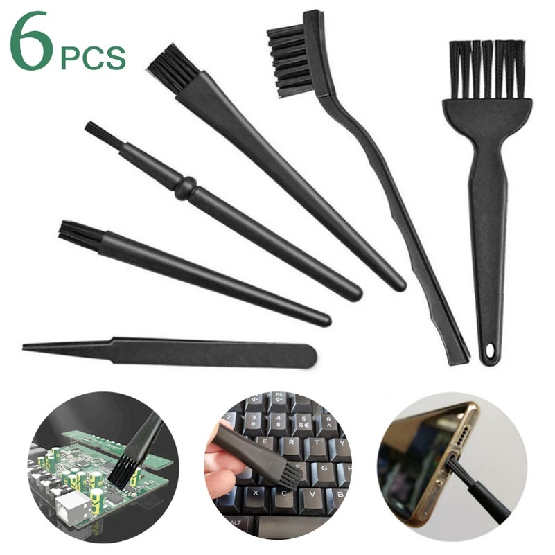 6pcs Kit De Escova De Limpeza De Teclado Anti-Estático/PC Para Laptop Pincéis Removedores De Pó De Computador/Ferramenta