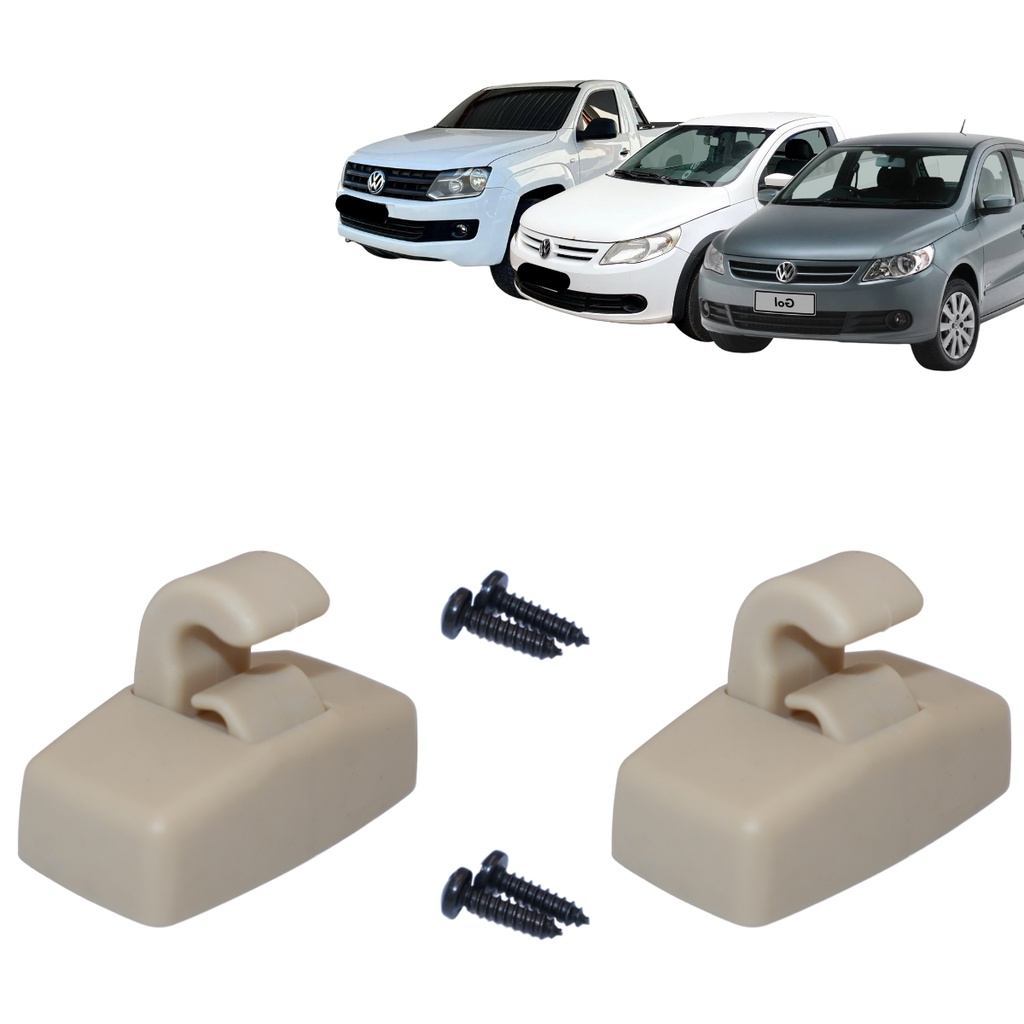 Par De Grampos Suporte Presilha Quebra Sol Amarok Gol Saveiro G5 C/ Parafuso
