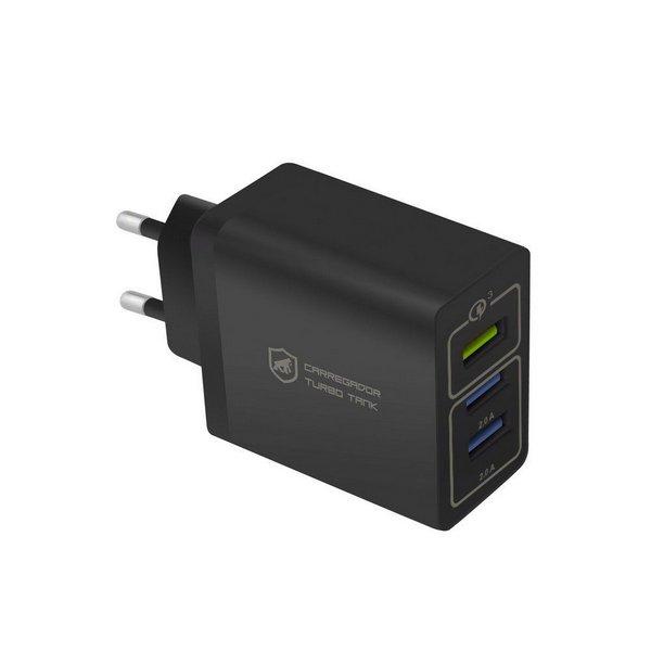 Carregador De Parede Turbo 3.0 Carga Rápida Com 3 Entradas Usb Bivolt - Preto - Gshield em Oferta na Shopee