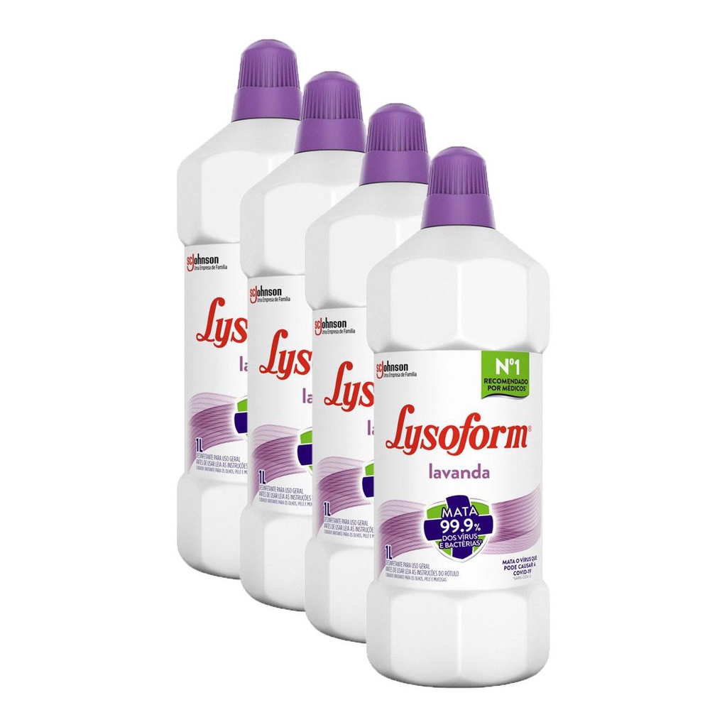 Kit 4 Desinfetante Lysoform Uso Geral Lavanda 1l em Oferta na Shopee