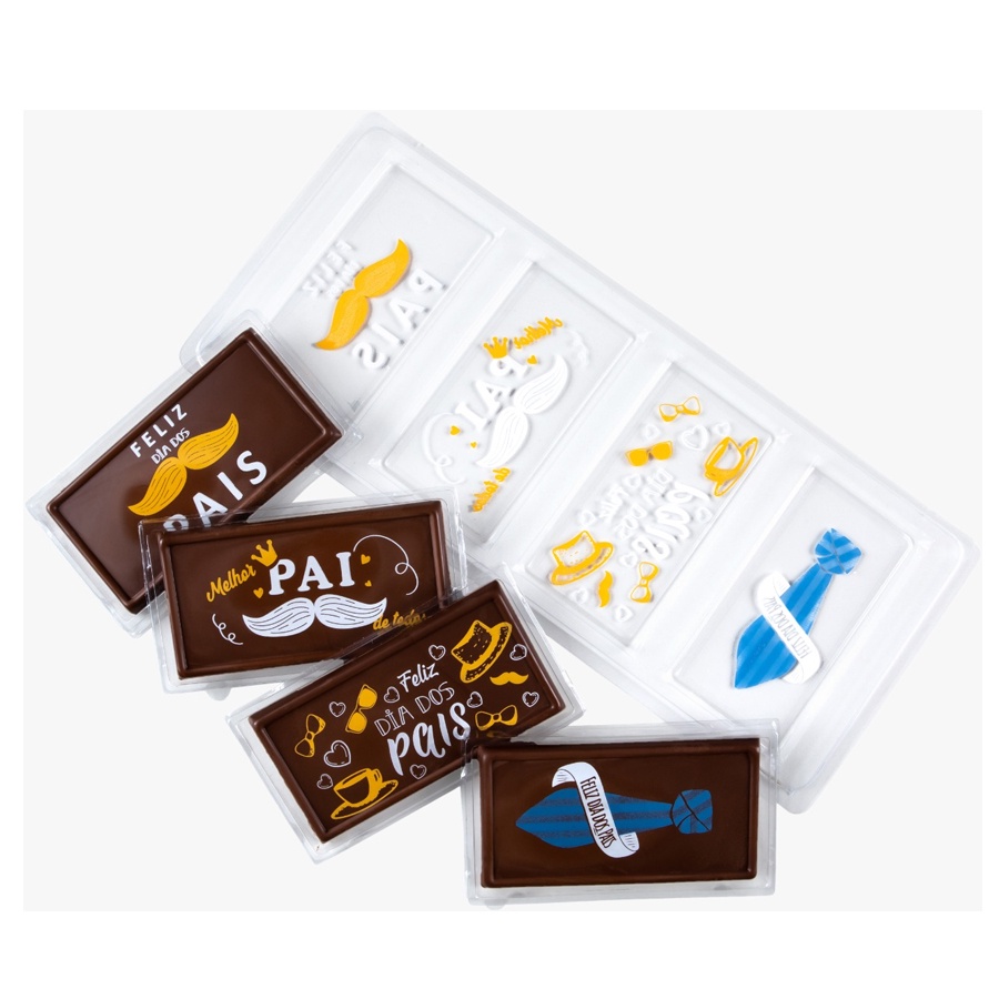 Transfer para Chocolate Tabletes de Dia dos Pais 4 cavidades Blister Incluso - 1 un - Stalden Decor - Rizzo