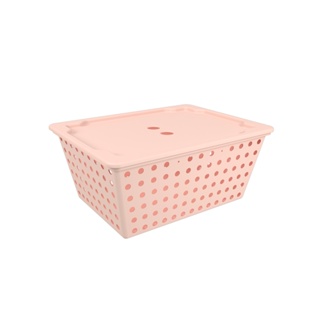 Cesta Organizadora Com Tampa Coza One Maxi 12,9 Litros 39 x 30 x 16,8 cm Rosa Blush em Oferta na Shopee