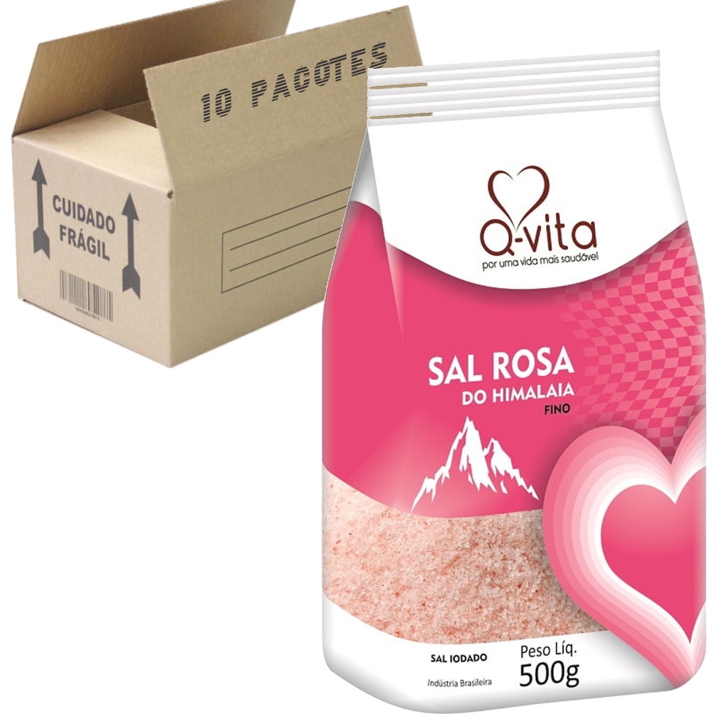 10x Sal Rosa do Himalaia Fino Q-VITA Pacote 500g
