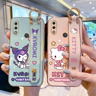 Capa De Pulso Galvanizada Para Motorola Moto E7 E7i Power Cute Olá kitty Suporte O Telefone Macia À Prova De Choque