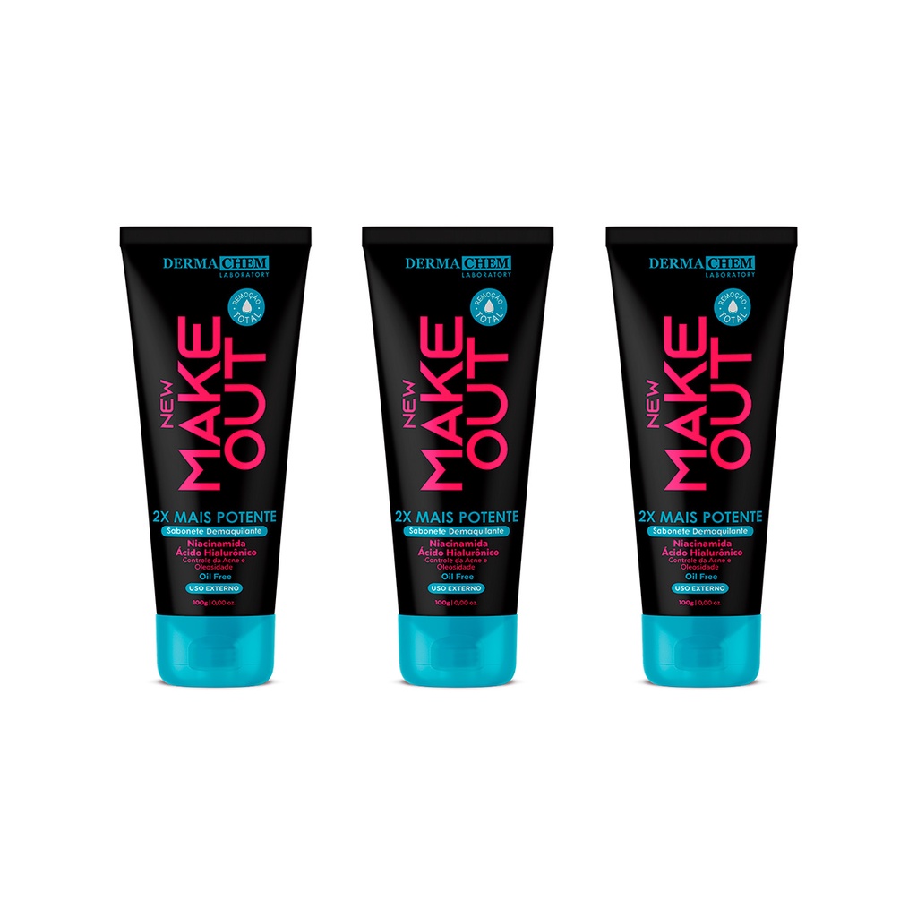 Kit 3un Sabonete Demaquilante Dermachem New Make Out - 100g