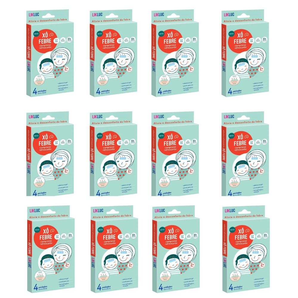 Kit 12 Xô Febre Adesivos Compressas Refrescante Alivio Febre