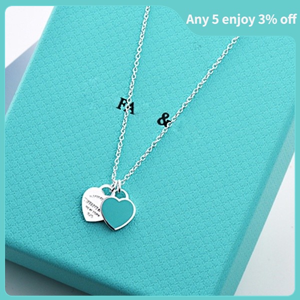 Colar Tiffany Azul Coração Prata 925