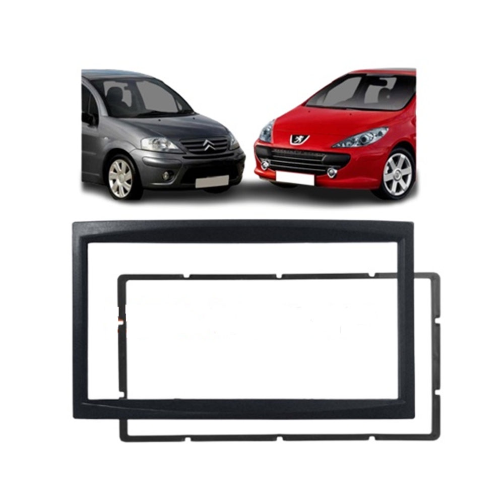 MOLDURA 2 DIN PEUGEOT 307/ CITROEN C3 PRETA - ACABAMENTO UV PROTECTION - PADRÂO JAPONÊS