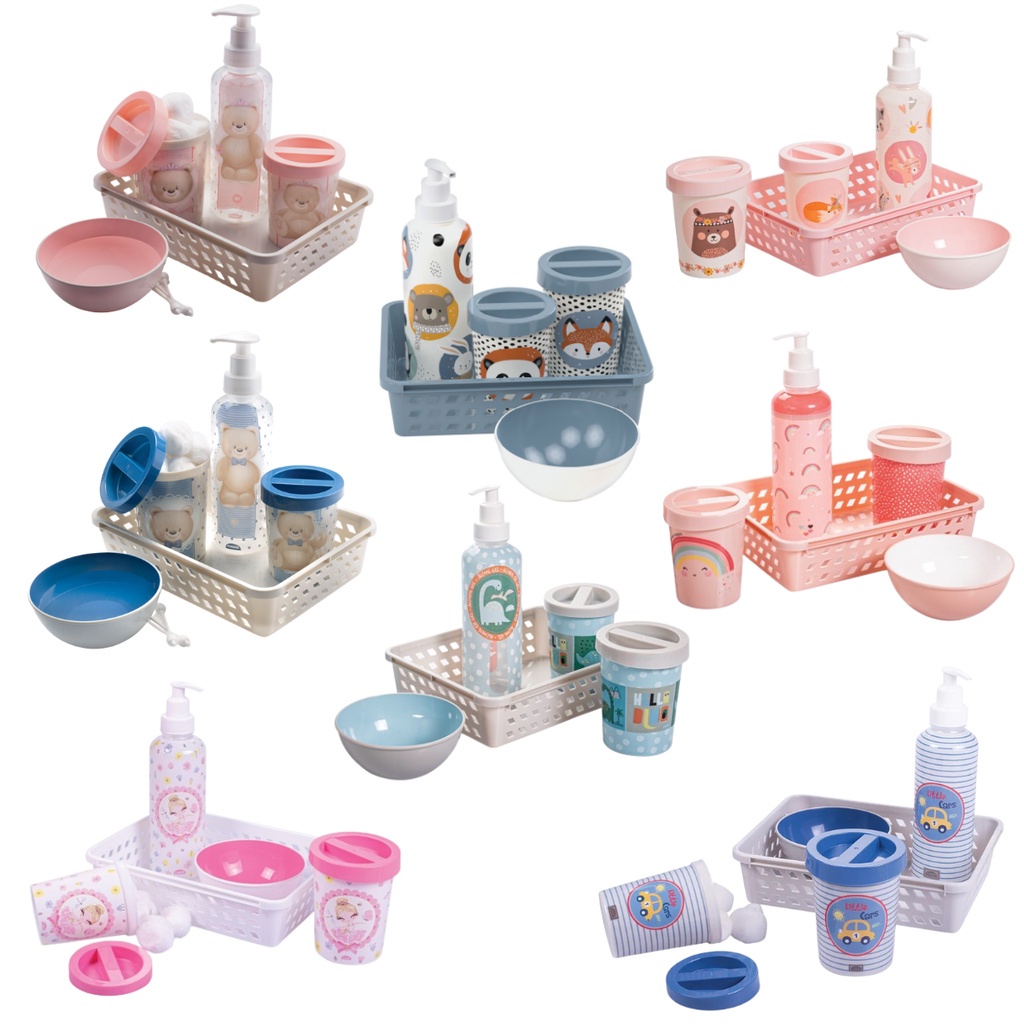 Kit Higiene Bebê 5 Peças Plasútil - Organizador Infantil Menino