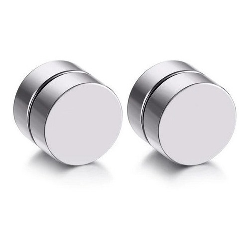 Brinco Masculino Falso Alargador Pressão Imã Prata 6mm