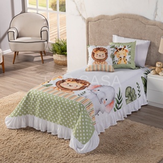 Kit Colcha Cobre - Leito 06 peças 1,70x2,30 Safari Baby Ideal p/ Decoração Quarto Infantil Solteiro em Oferta na Shopee
