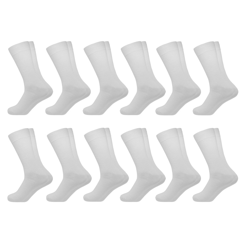 Kit 12 Pares de Meias Sociais Brancas de Algodão