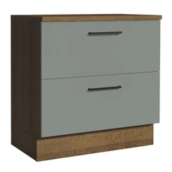 Balcão Armário de Cozinha 80 cm 2 Gavetas Rustic/Cinza Agata Madesa