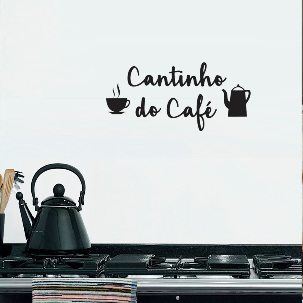 Frase Cantinho do Café Kit MDF preto Decorativo Para Parede Cozinha Enfeite Casa