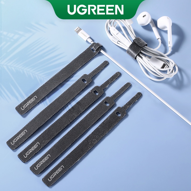 Organizador De Cabos UGREEN Bobinador Fita De Nylon Preto 14cm Para Cabo De Carregamento , Áudio , Fone De Ouvido Com em Oferta na Shopee