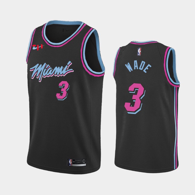 Miami Heat Dwayne Wade # Jersey Preta 3 City