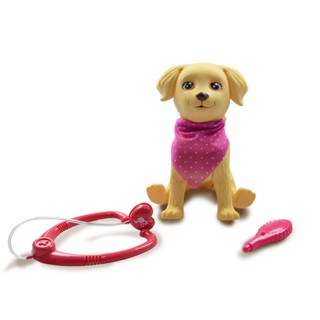 Cachorro Pet Da Barbie Veterinária Pupee Licenciada Mattel Cachorrinho Articulado  Com Estetoscópio E Acessórios