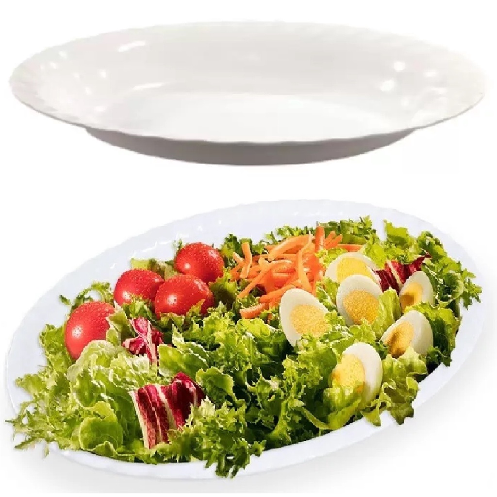 Jogo 10 Pratos Travessa em Melamina Oval Buffet Salada 26cm