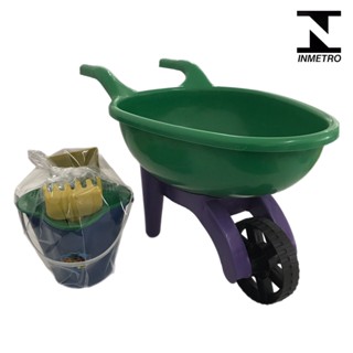 Kit Summer Kids Carrinho De Mão Infantil + Balde Para Praia 6 Pçs - 2110SO - 100% Garantido