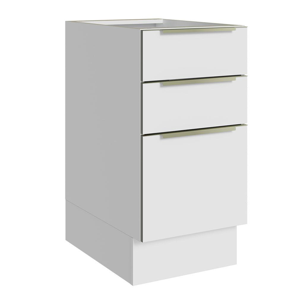 Balcão Madesa Lux 40 cm 3 Gavetas (Sem Tampo) - Branco/Branco Veludo