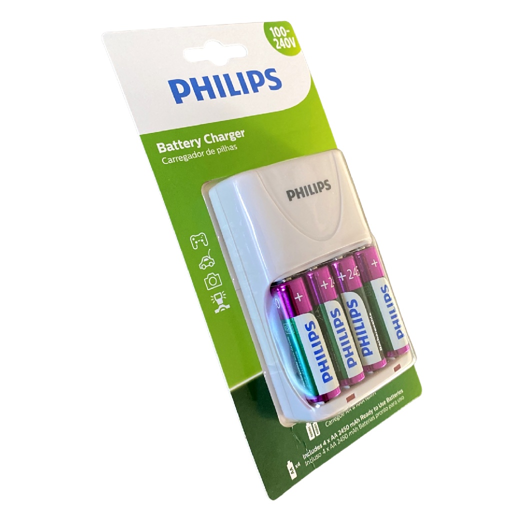 Carregador Philips De Pilhas AA/AAA Com 4 Pilhas AA Recarregáveis