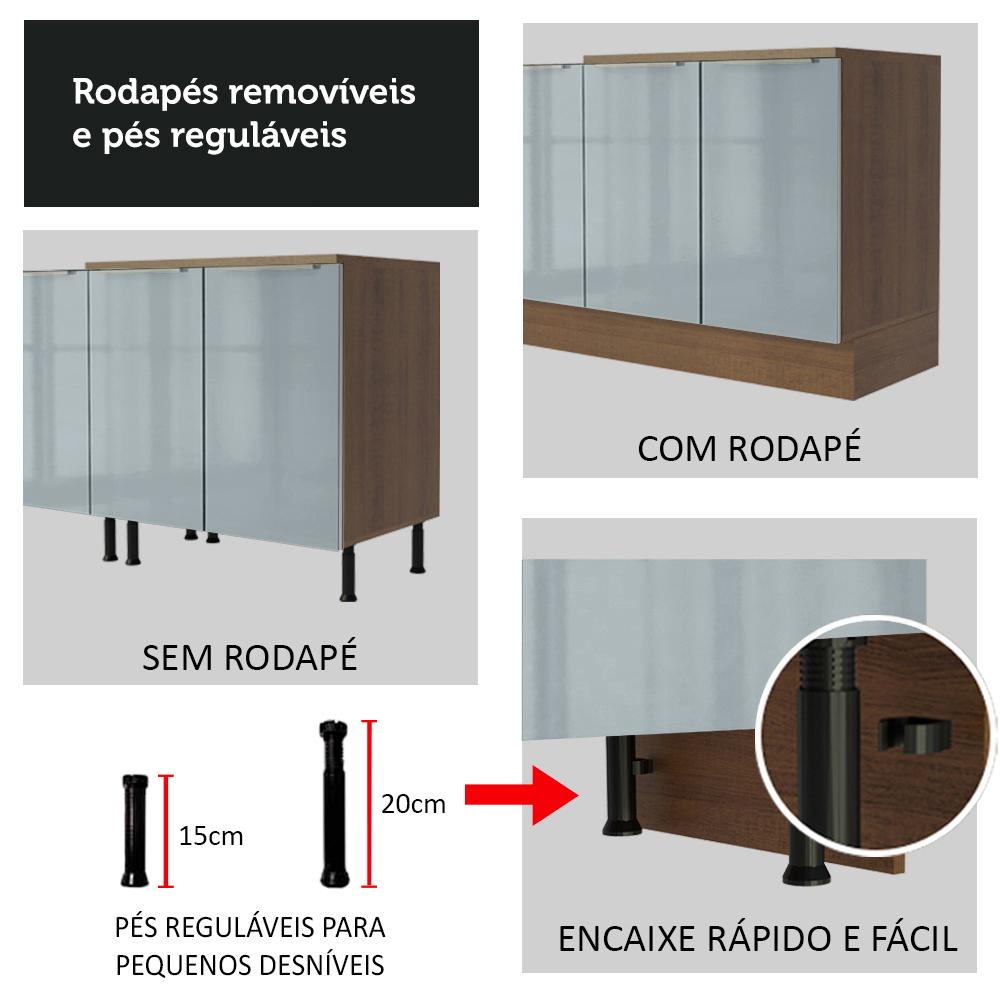 Detalhes do Balcão Madesa Lux 40 cm 3 Gavetas (Sem Tampo) - Rustic/Cinza