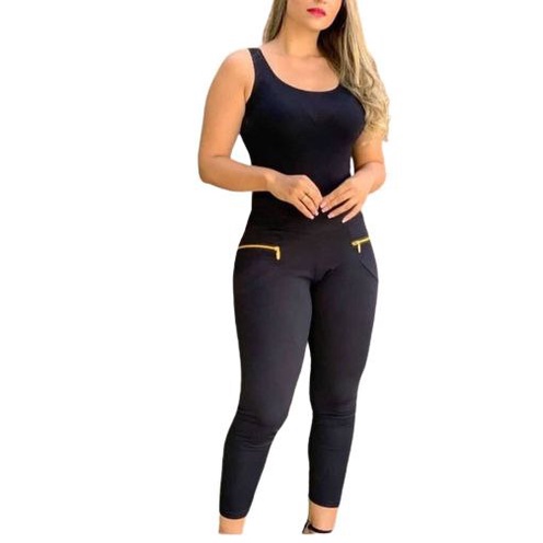 Calça Montaria Cintura Alta Legging Bolso Com Zipper