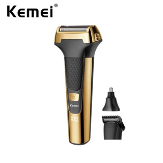 Kemei Multifuncional Homens Barbeador Elétrico De Lâmina De Ouro Orelha De Nariz 3 Em 1 USB Cortador De Cabelo em Oferta na Shopee