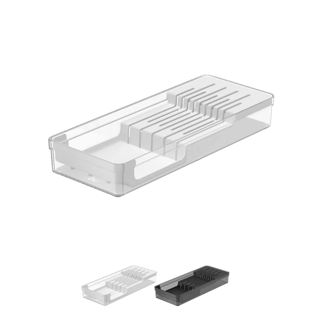 Organizador de Gaveta Porta Facas Utensílios Cozinha Clear 37,5x15x5,6cm