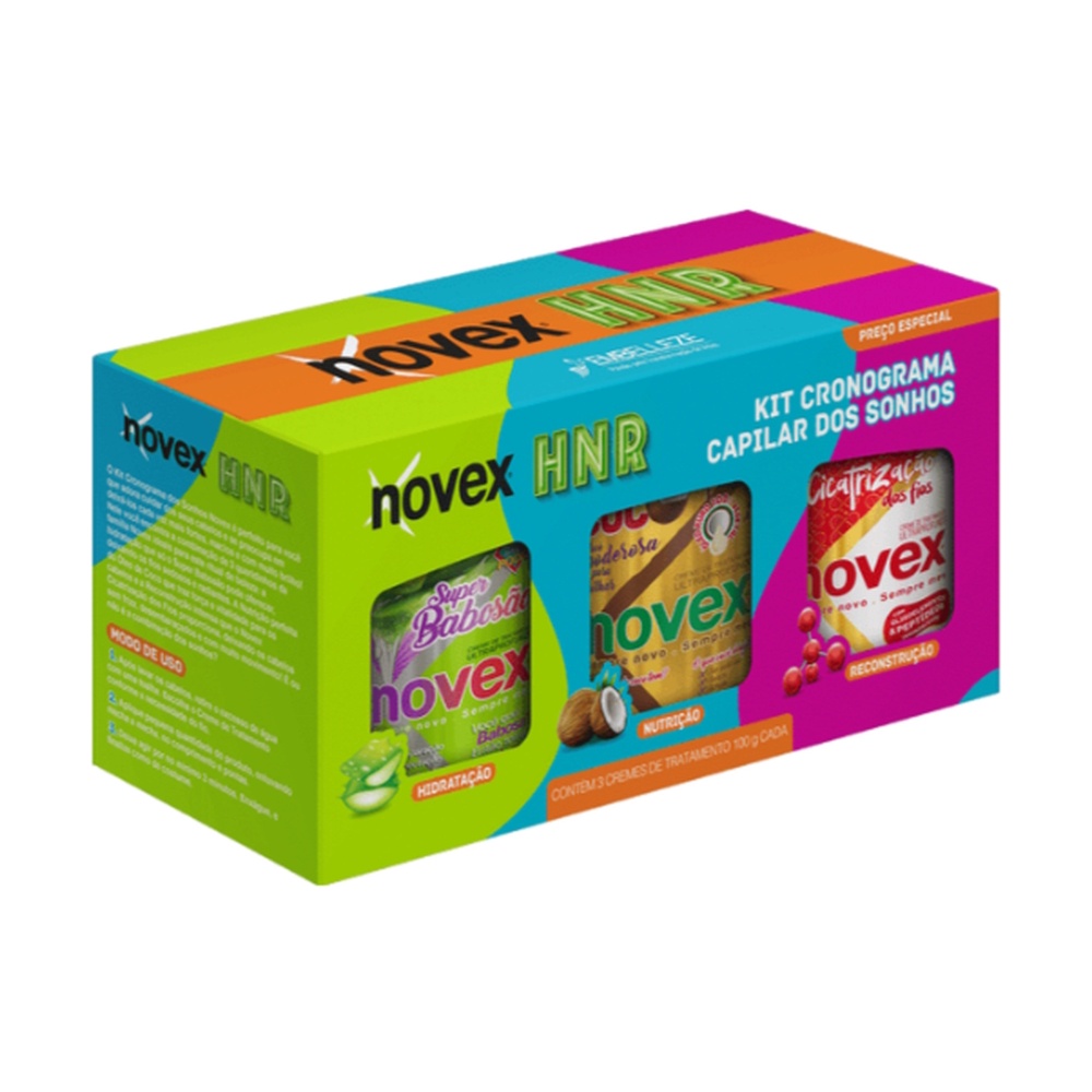 Kit HNR Cronograma Capilar dos Sonhos Novex Babosão + Coco + Cicatrização 100gr em Oferta na Shopee