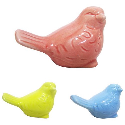 (QUEIMA DE ESTOQUE) Enfeite decoracao porcelana 8,5x4,5cm passarinho colorido