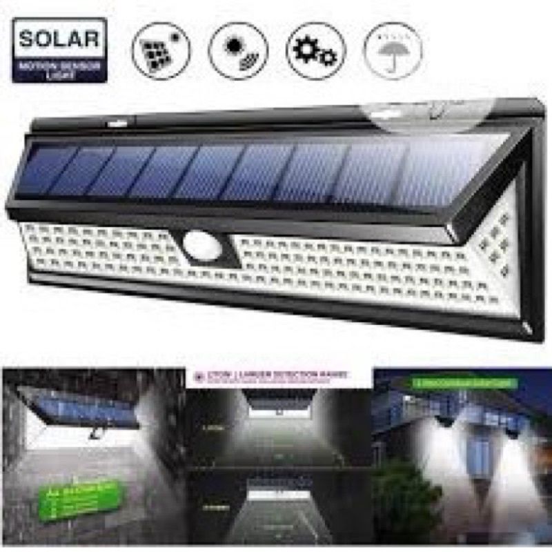 Luminária Solar 118  Leds Com Sensor Presença Movimento Lâmpada Fotocélula Energia Luz Solar Bateria Sem Fio à Prova D' Água Chuva 5.0