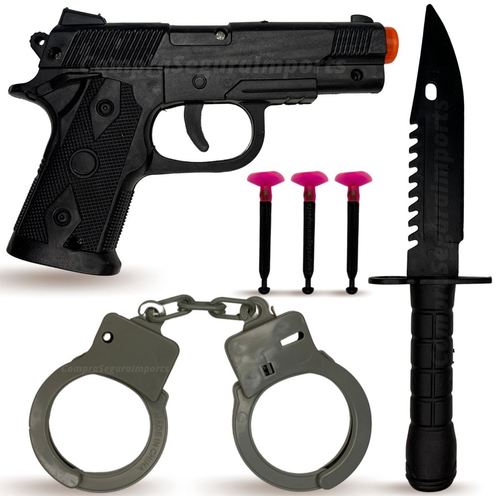 Arminha De Brinquedo Pistola Lanca Dardos Algema Policial - Escorrega o  Preço