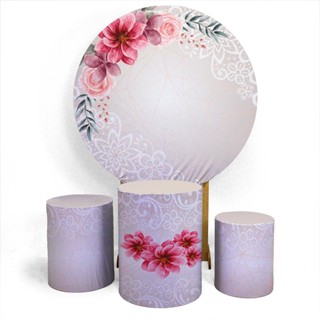 Kit Painel 1,50 + Trio Cilindro Sistema Veste Facil Florais Bibi Painéis