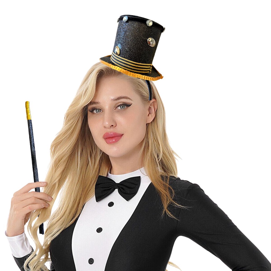 Kit Fantasia Mágico Tiara Cartola e Varinha Mágico Carnaval